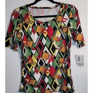 Winter Cat Print Tee  Cozy Kittens Geometric Graphic Top  NWT LulaRoe Size M